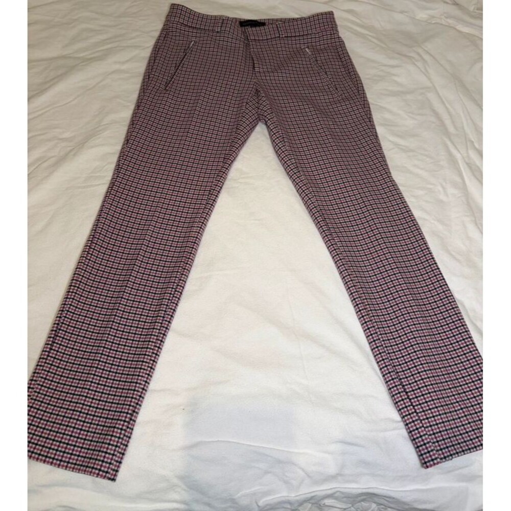 EUC Banana Sloan Skinny Fit Plaid Pant Pink/Black size 0P